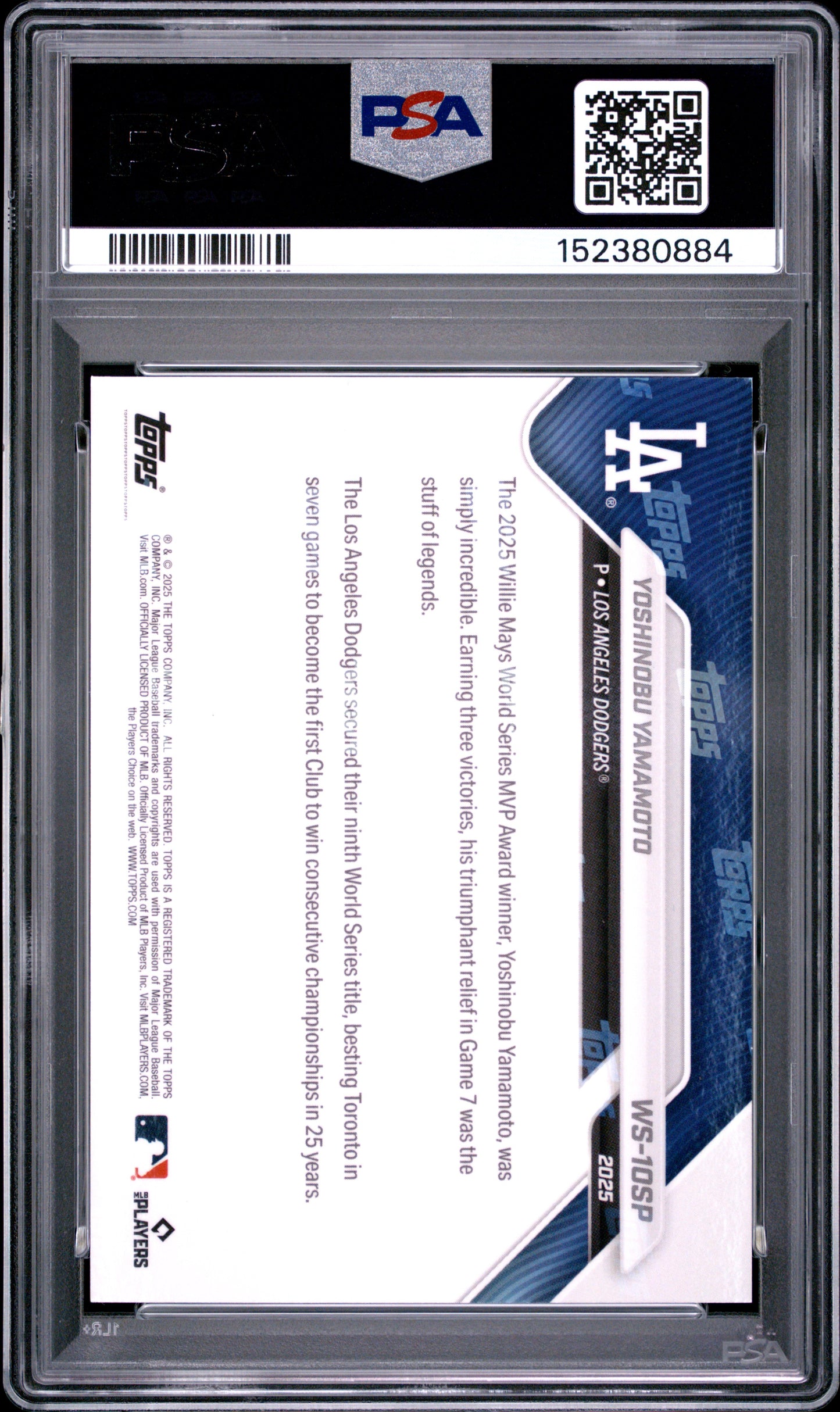 2025 Topps Now Los Angeles Dodgers #10SP Yoshinobu Yamamoto PSA 9 152380884