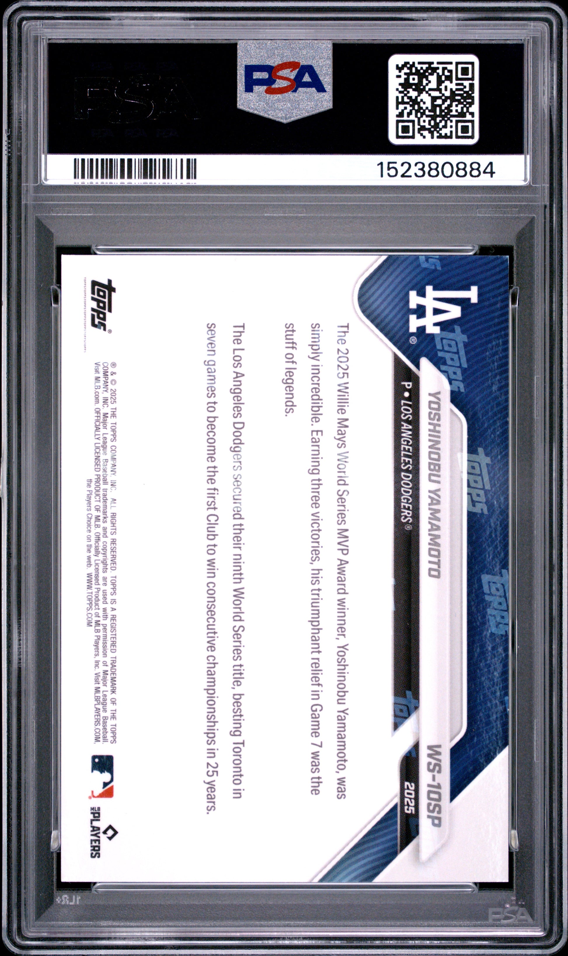 2025 Topps Now Los Angeles Dodgers #10SP Yoshinobu Yamamoto PSA 9 152380884