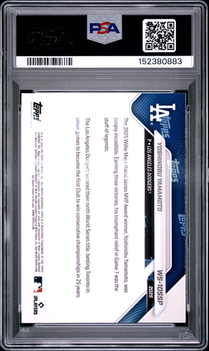 2025 Topps Now Los Angeles Dodgers #10SSP Yoshinobu Yamamoto PSA 9 152380883