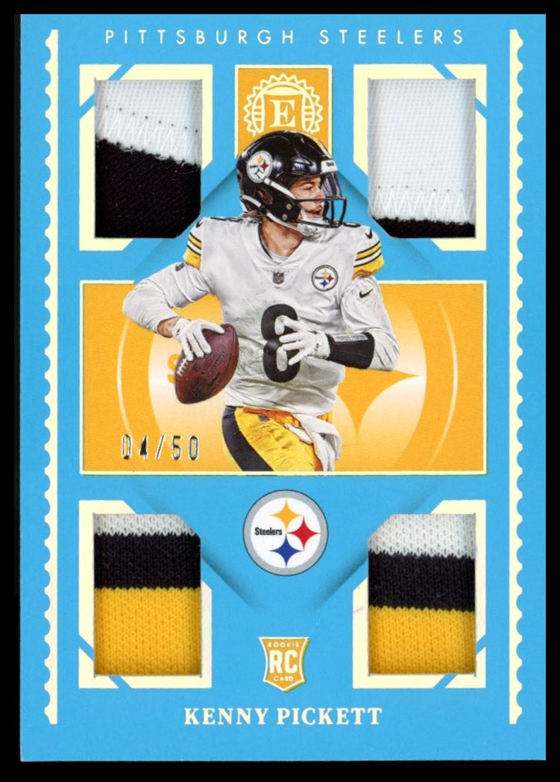 2022 Panini Encased #RQM-1 Kenny Pickett Rookie Quad Memorabilia Sapphire #/50