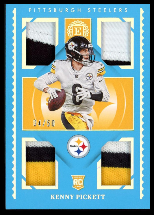 2022 Panini Encased #RQM-1 Kenny Pickett Rookie Quad Memorabilia Sapphire #/50