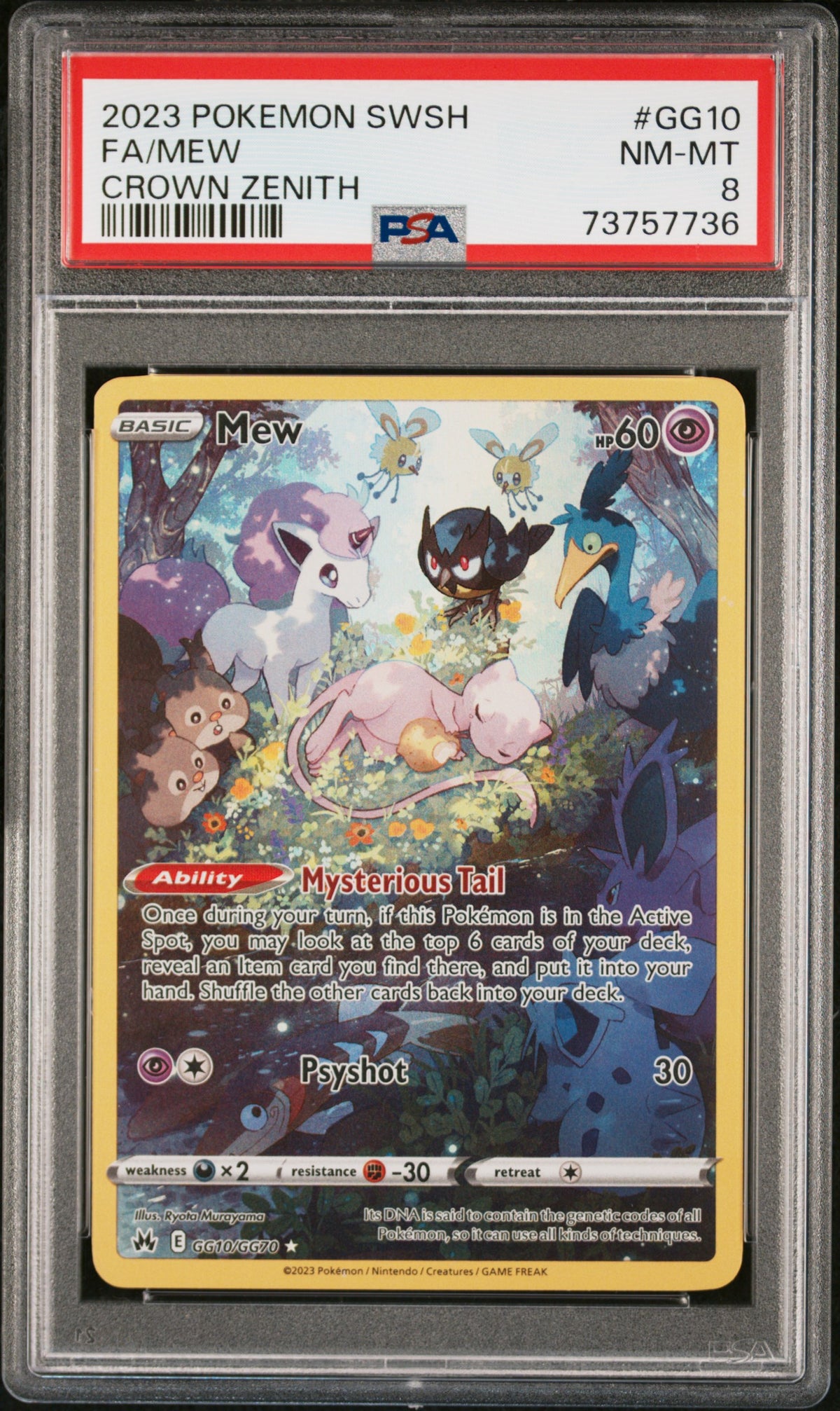 2023 POKEMON SWORD AND SHIELD CROWN ZENITH FA/MEW #GG10 CROWN ZENITH PSA 8