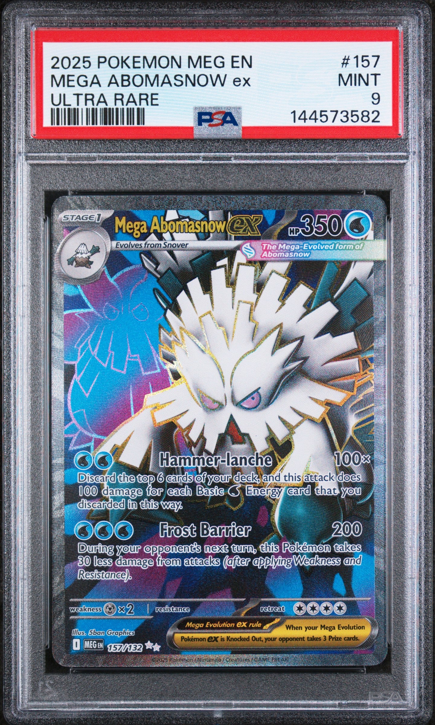 2025 POKEMON MEG EN-MEGA EVOLUTION MEGA ABOMASNOW ex #157 ULTRA RARE PSA 9