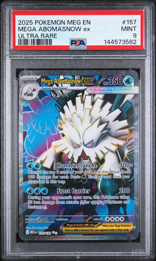 2025 POKEMON MEG EN-MEGA EVOLUTION MEGA ABOMASNOW ex #157 ULTRA RARE PSA 9