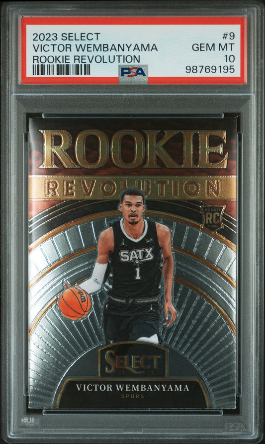 2023 PANINI SELECT ROOKIE REVOLUTION VICTOR WEMBANYAMA #9 PSA 10