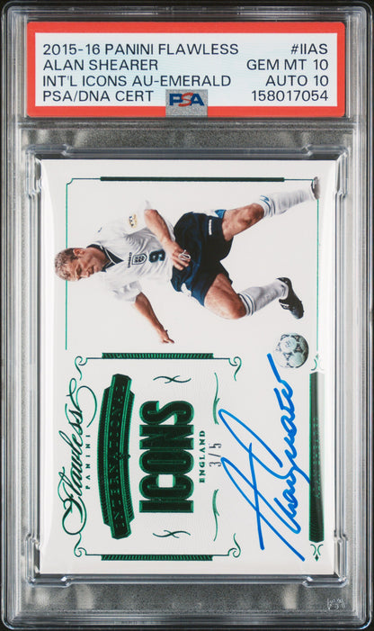2015-16 Flawless #IIAS Alan Shearer Int'L Icons Au-Emerald PSA 10 158017054