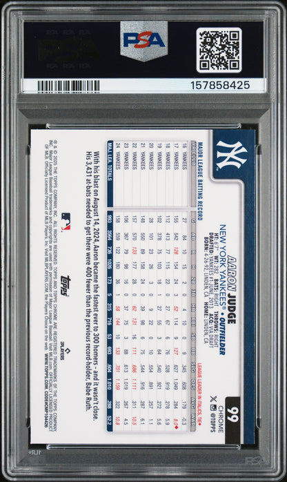 2025 Topps Chrome #99 Aaron Judge Prism Refractor PSA 10 157858425