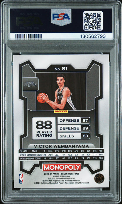 2023 Panini Prizm Monopoly #81 Victor Wembanyama PSA 9 130562793