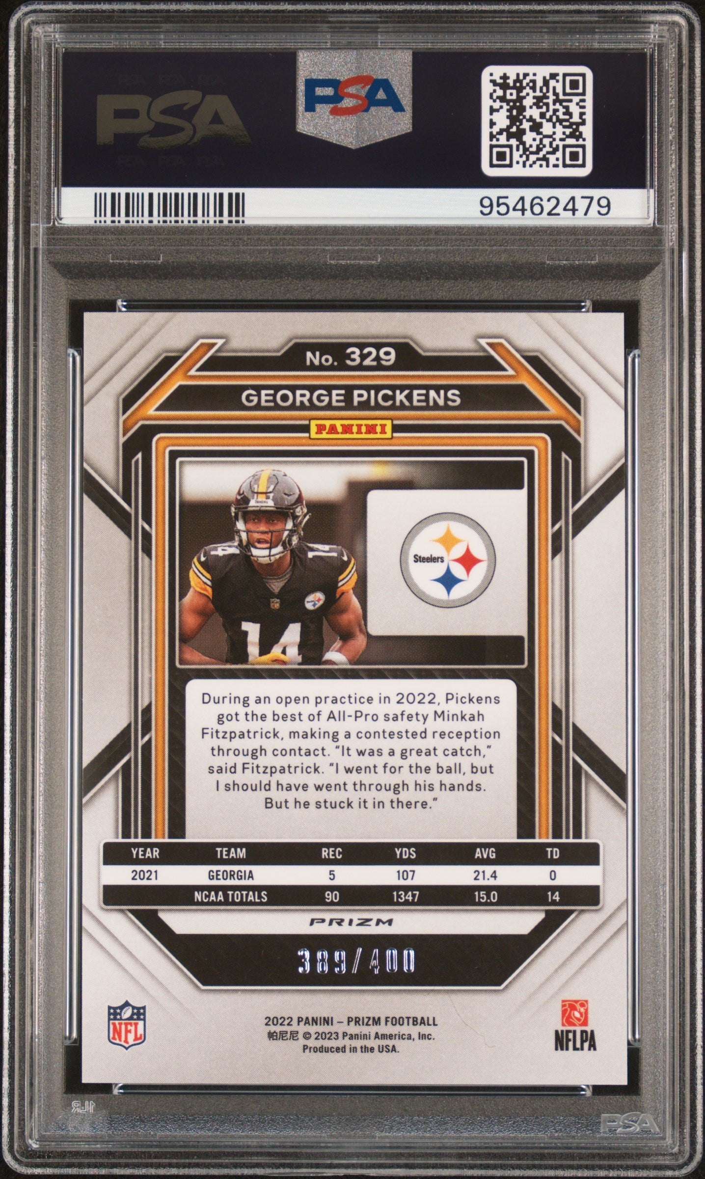 2022 Panini Prizm #329 George Pickens Pandora PSA 9 95462479