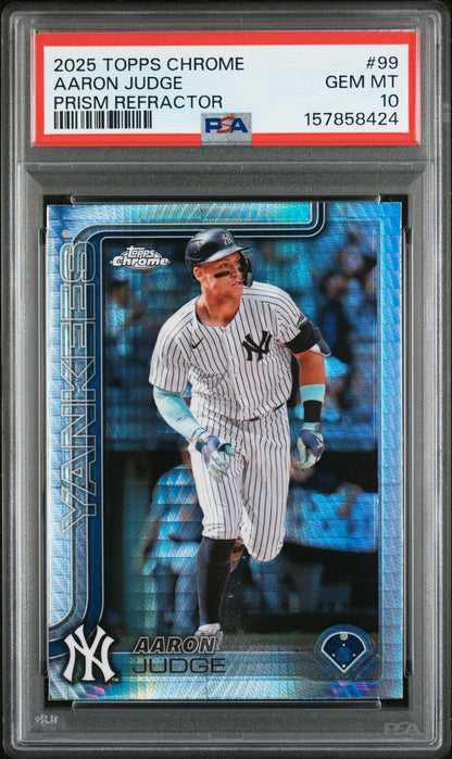 2025 Topps Chrome #99 Aaron Judge Prism Refractor PSA 10 157858424