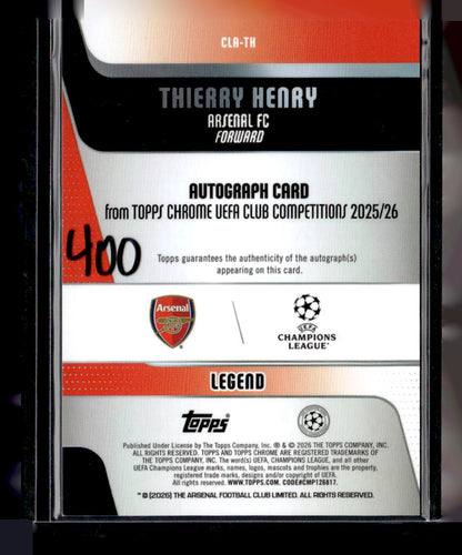 2025-26 Topps Chrome UEFA Club #CLA-TH Thierry Henry Autographs Gold Lava #/50