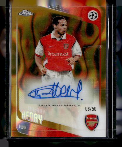2025-26 Topps Chrome UEFA Club #CLA-TH Thierry Henry Autographs Gold Lava #/50