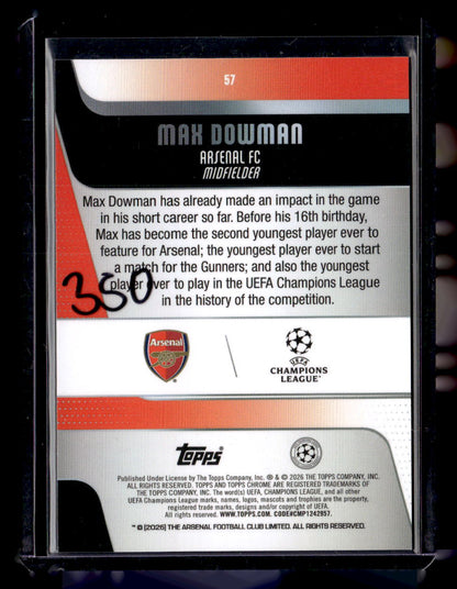 2025-26 Topps Chrome UEFA Club Competitions #57 Max Dowman Gold Geometric #/50