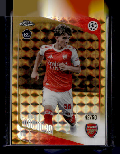 2025-26 Topps Chrome UEFA Club Competitions #57 Max Dowman Gold Geometric #/50