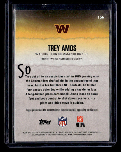 2025 Topps Signature Class #156 Trey Amos Autographs Red #/25