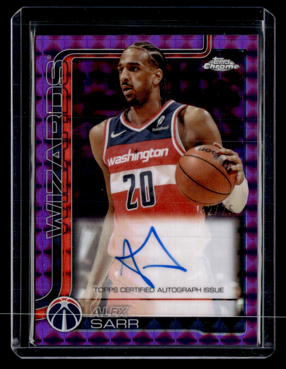 2025-26 Topps Chrome #TCA-AS Alex Sarr Chrome Autographs Geometric Purple #/75