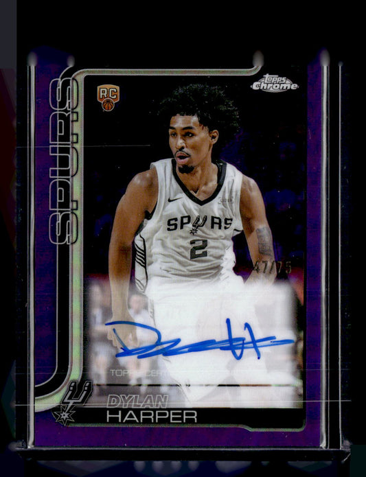 2025-26 Topps Chrome #TCAR-DH Dylan Harper Auto Purple Refractor #/75