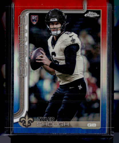 2025 Topps Chrome #398 Tyler Shough Red White and Blue Refractor