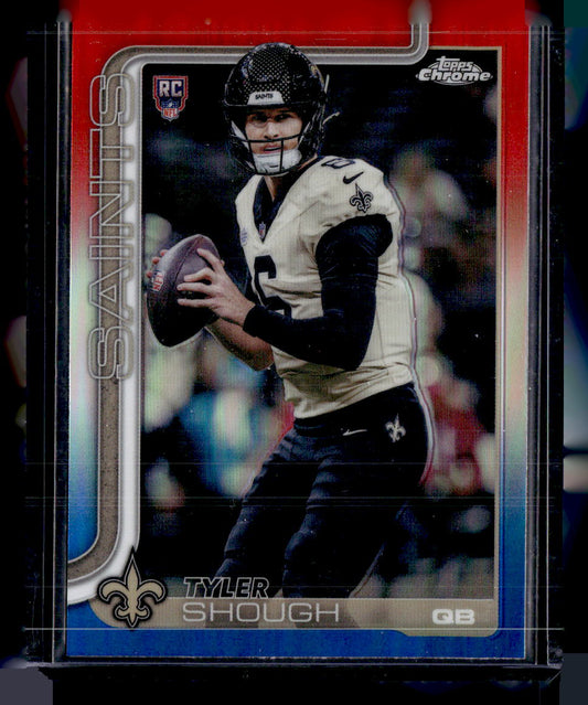 2025 Topps Chrome #398 Tyler Shough Red White and Blue Refractor