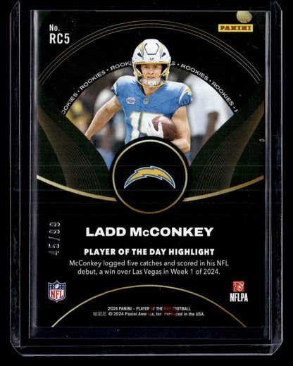 2024 Panini Player of the Day #RC5 Ladd McConkey Rookies - Red #/99