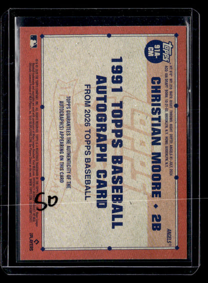 2026 Topps #91A-CM Christian Moore 1991 35th Anniversary Auto Green #/99