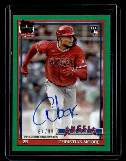 2026 Topps #91A-CM Christian Moore 1991 35th Anniversary Auto Green #/99