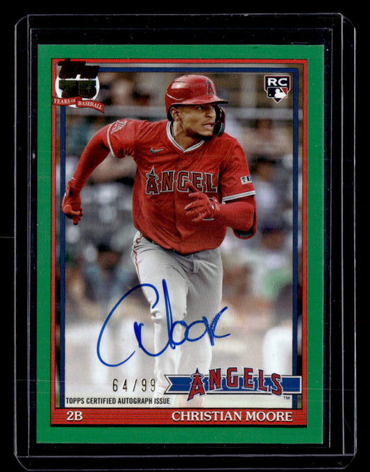 2026 Topps #91A-CM Christian Moore 1991 35th Anniversary Auto Green #/99