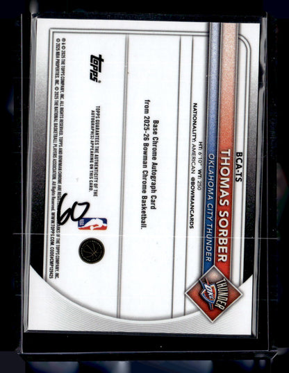 2025-26 Bowman #BCA-TS Thomas Sorber Chrome Autographs Gold Refractor #/50