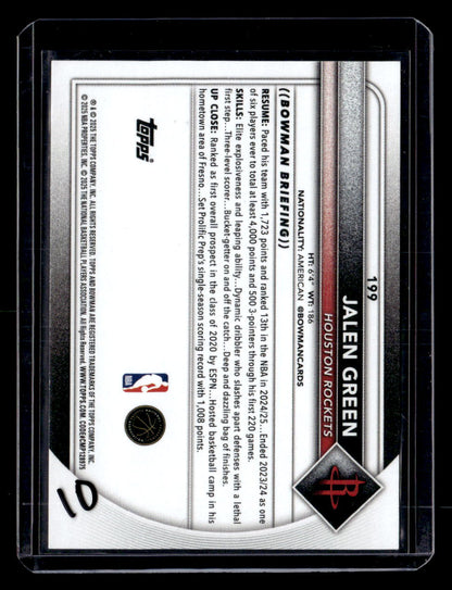 2025-26 Bowman #199 Jalen Green Gold Border #/50