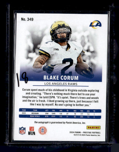 2024 Panini Prestige #349 Blake Corum Xtra Points Signatures Premium