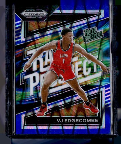 2024 Panini Prizm Draft Picks #17 V.J. Edgecombe Blue Seismic #/149