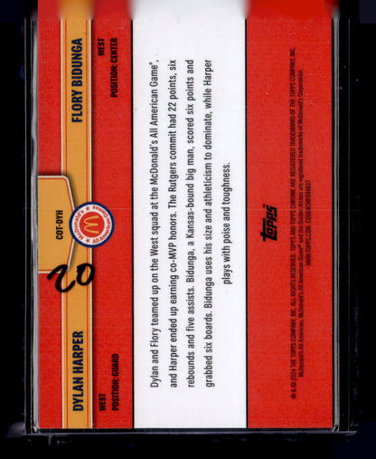 2024 Topps Chrome All-American #COT-DYH Harper/Bidunga Combo Talents Gold #/50