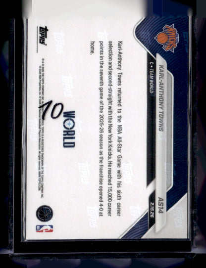2025-26 Topps Now All-Star Game #AS14 Karl-Anthony Towns Gold #/50