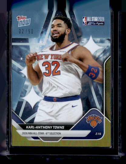 2025-26 Topps Now All-Star Game #AS14 Karl-Anthony Towns Gold #/50