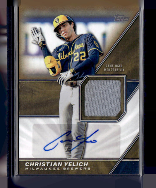 2026 Topps #MLM2-CY Christian Yelich Major League Materials Relics Gold #/50