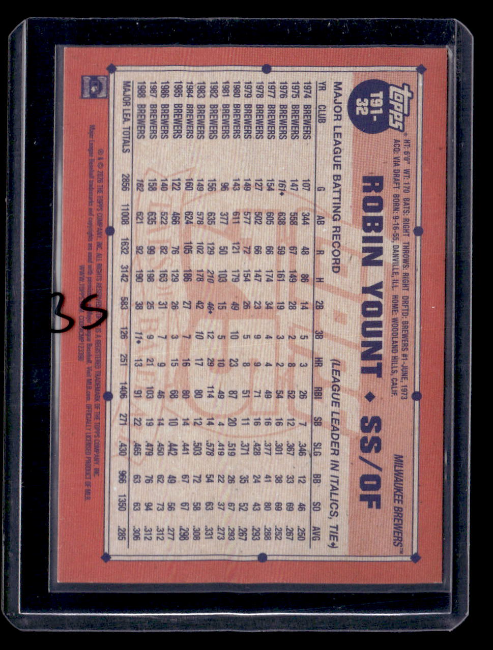 2026 Topps #T91-32 Robin Yount 1991 Topps Baseball 35th Anniversary Orange #/25
