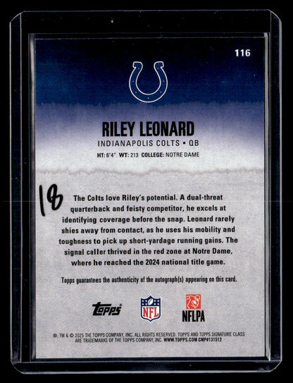 2025 Topps Signature Class #116 Riley Leonard Autographs
