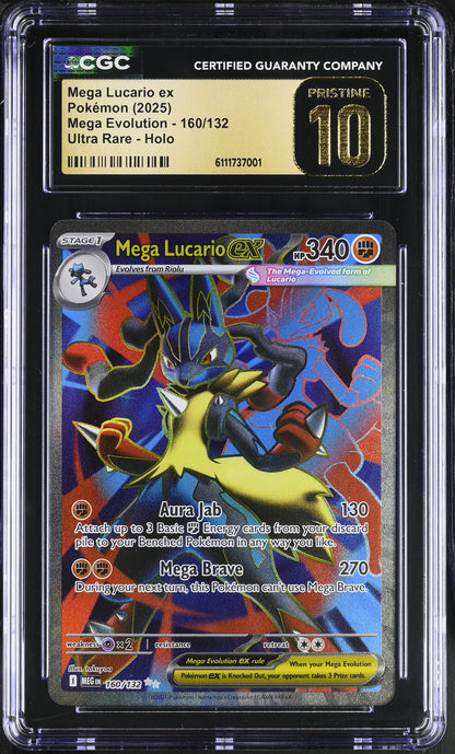 2025 Mega Evolution #160/132 Mega Lucario ex CGC 10