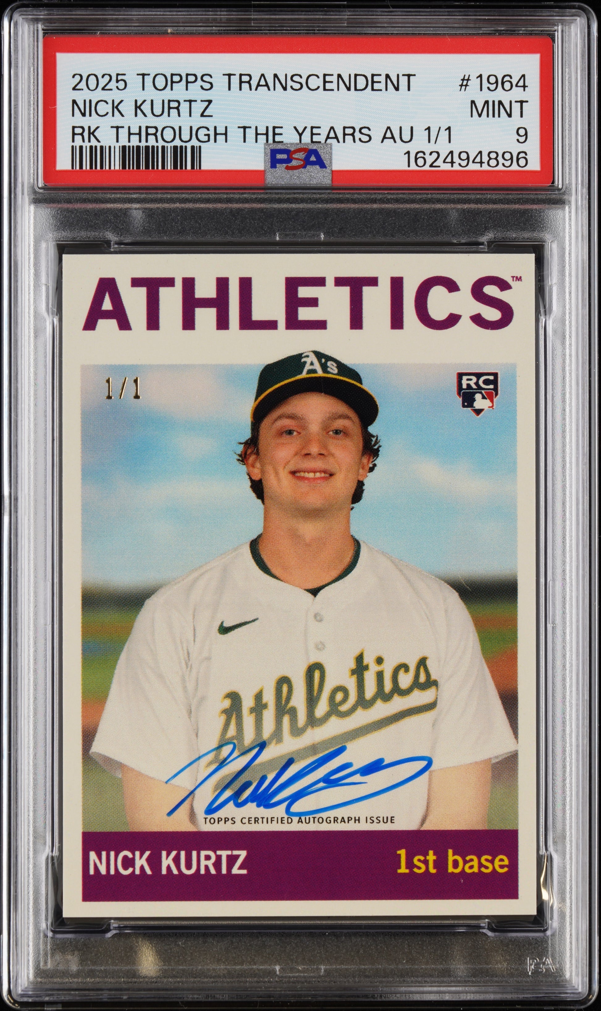 2025 Topps Rookie Through The Years Auto 1/1 #1964 Nick Kurtz PSA 9 162494896