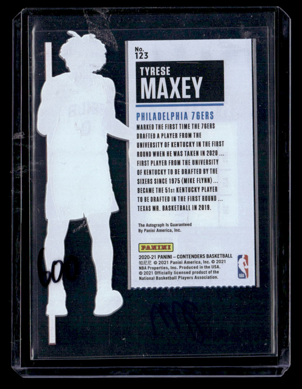 2020-21 Panini Contenders #123b Tyrese Maxey Rookie Clear Ticket