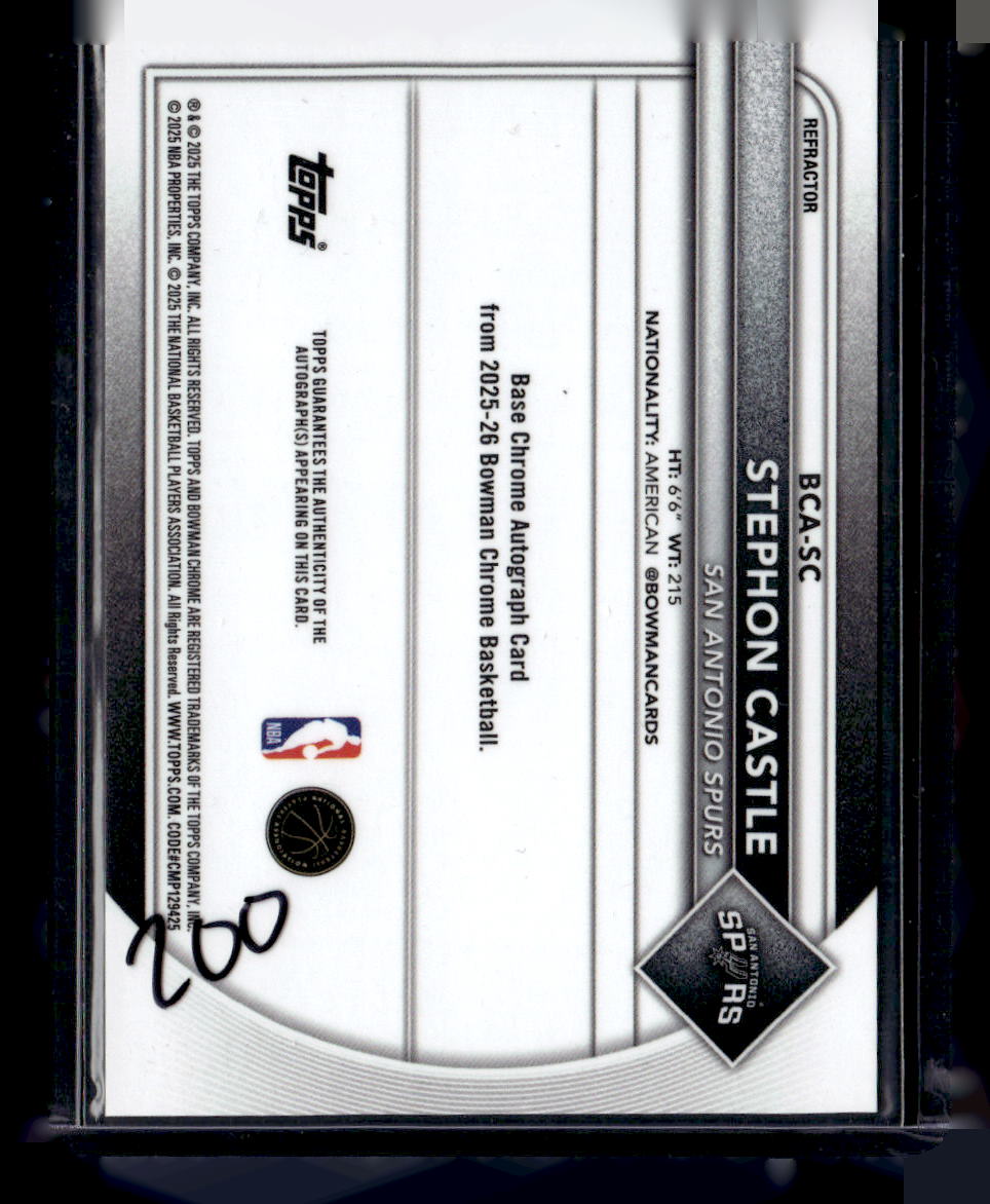 2025-26 Bowman #BCA-SC Stephon Castle Chrome Autographs Refractor #/499