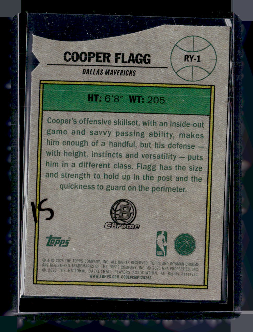 2025-26 Bowman #RY-1 Cooper Flagg Rookie of the Year Favorites Refractor
