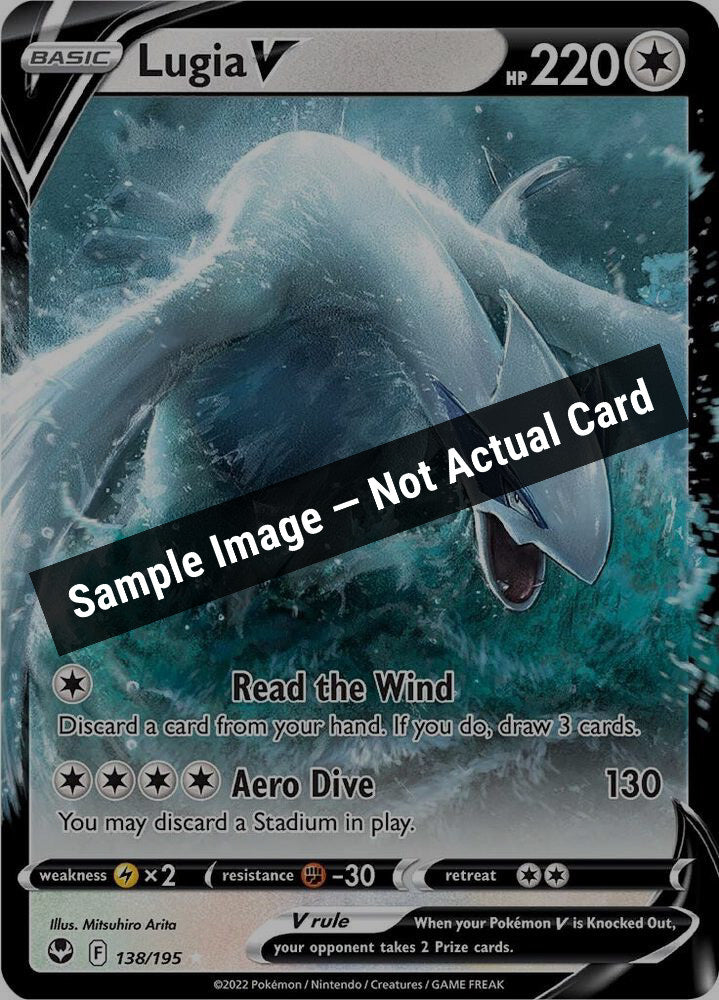 Pokemon,SWSH12: Silver Tempest,Lugia V - 138/195,Holofoil,Lightly Played — Sample Image, Not Actual Card