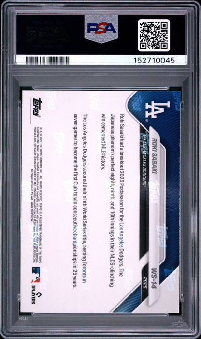 2025 Topps Now Los Angeles Dodgers World Series Champions #14 Roki Sasaki PSA 10