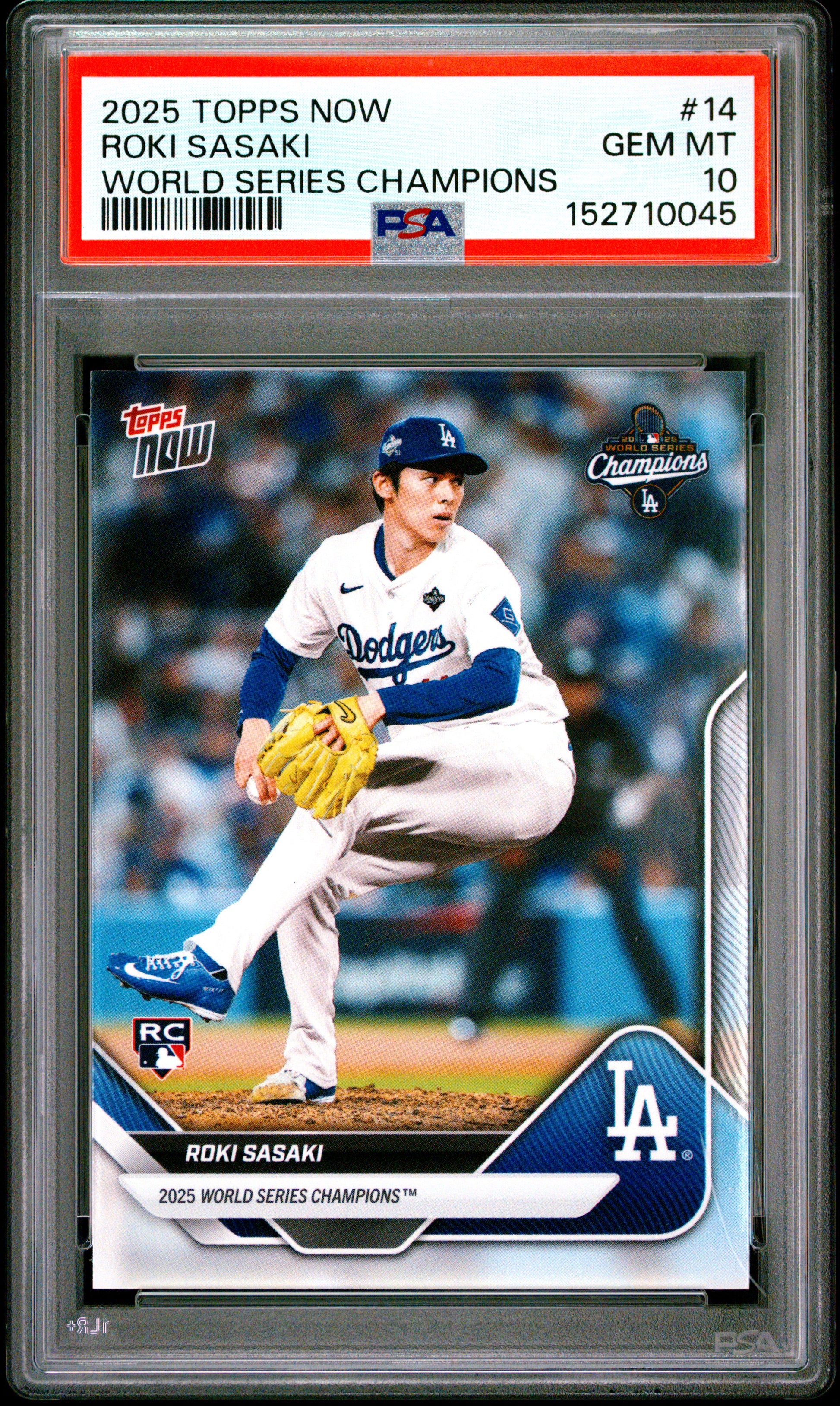 2025 Topps Now Los Angeles Dodgers World Series Champions #14 Roki Sasaki PSA 10