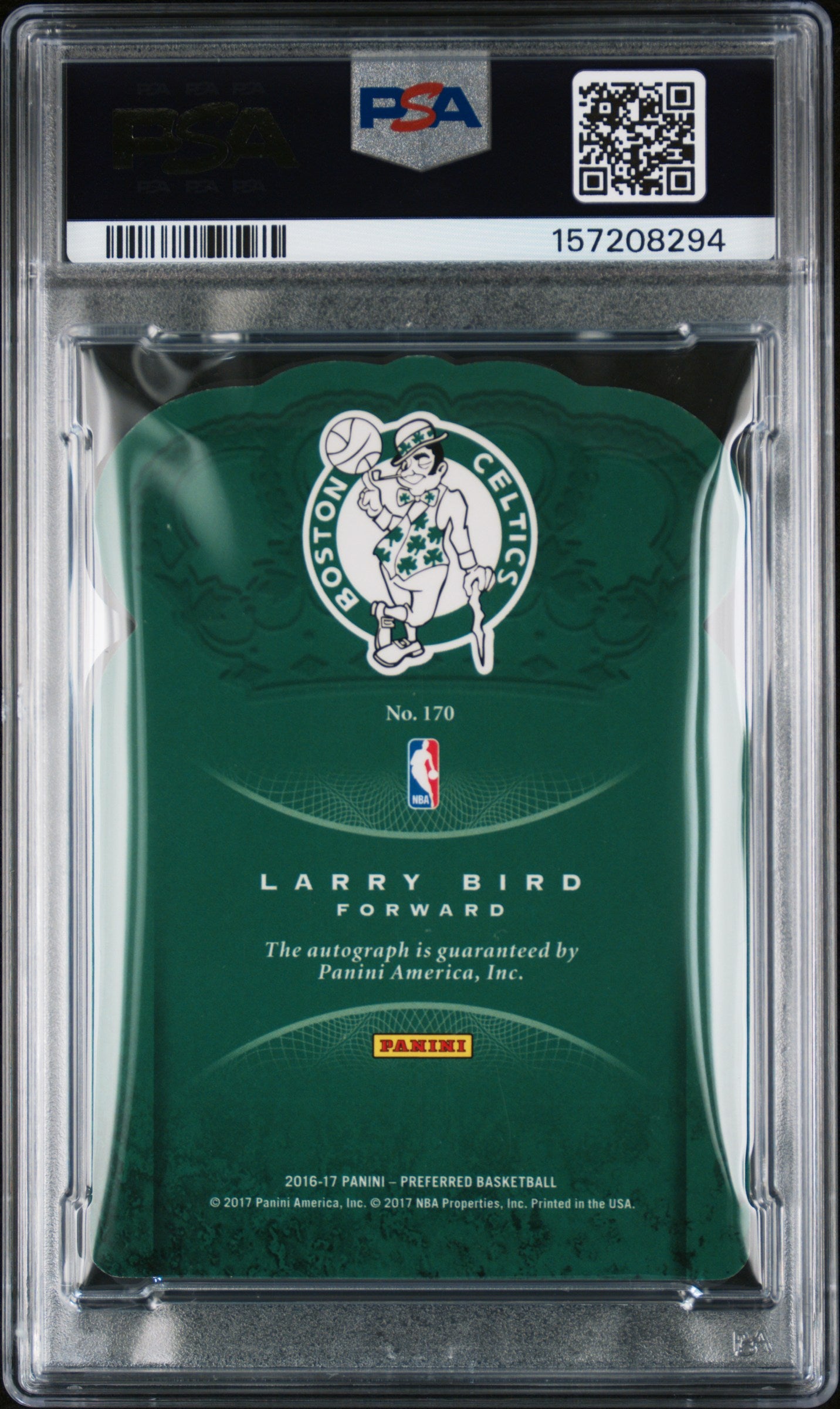 2016 Panini Preferred #170 Larry Bird Crown Royale Gold-Auto PSA 8