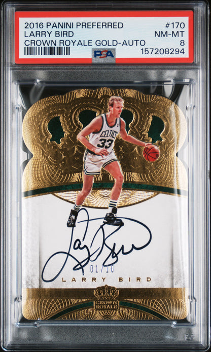 2016 Panini Preferred #170 Larry Bird Crown Royale Gold-Auto PSA 8