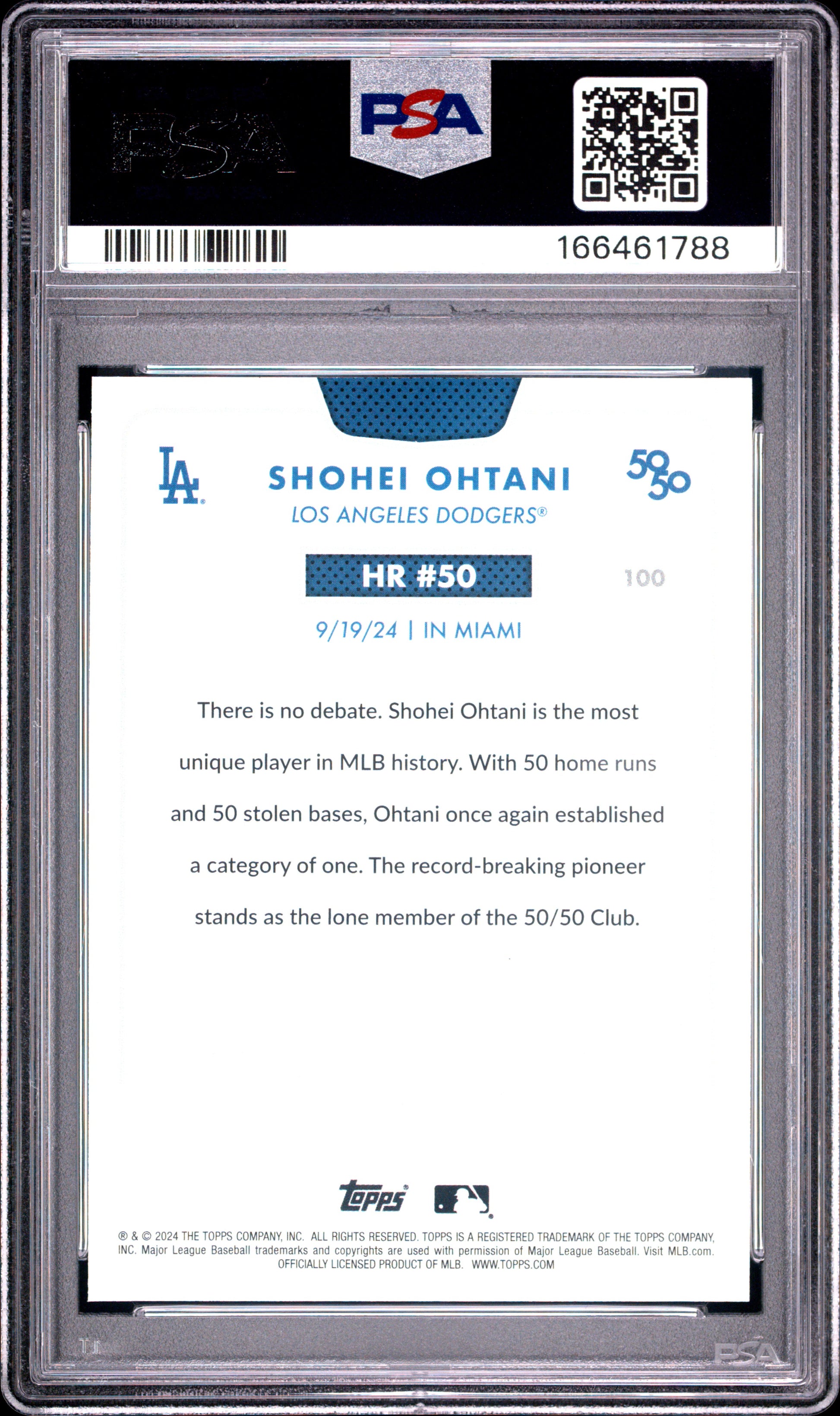2024 Topps 50/50 Shohei Ohtani #100 Shohei Ohtani PSA 9 166461788