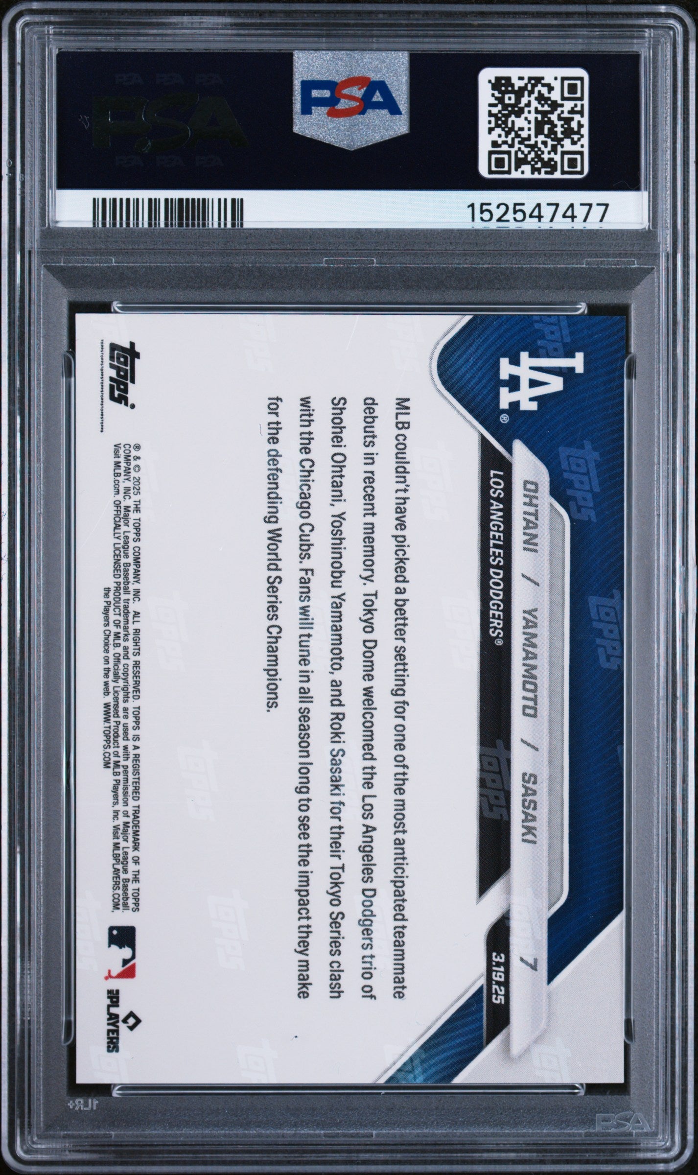 2025 Topps Now #7 Ohtani/Yamamoto/Sasaki PSA 8 152547477