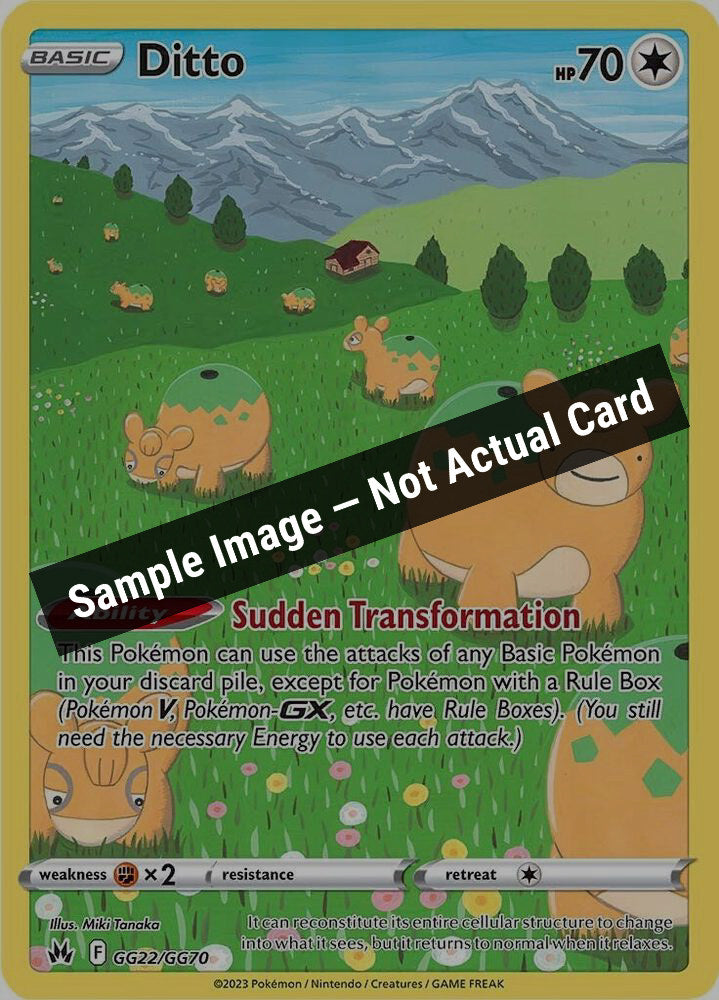 Pokemon,SWSH: Crown Zenith: Galarian Gallery,Ditto - GG22/GG70,Holofoil,Lightly Played — Sample Image, Not Actual Card